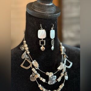 Chico's Silver Necklace with Geometric Design